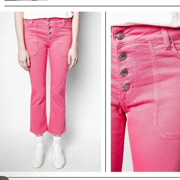 Zadig & Voltaire Londa Denim Jeans Pink 25 NWOT Missing one button - Picture 4 of 12